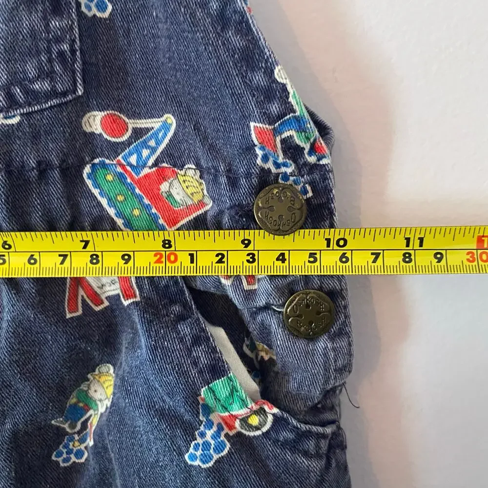Oshkosh B'Gosh Vintage 90s Navy Blue Mice at Work 18 Month Baby Overalls Cotton